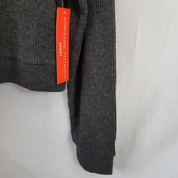 NEW Adrienne Vittadini Sport Hoodie XL Gray ribbed Gray pullover long sleeve NWT - Picture 5 of 9